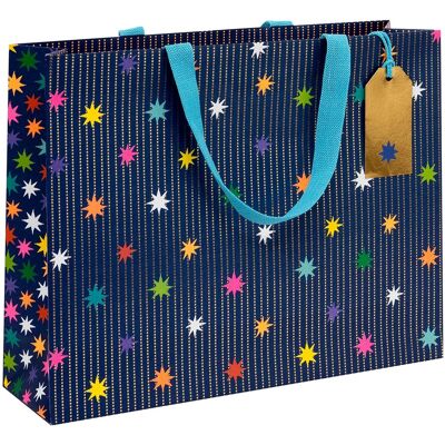 Glick Paper Salad Navy Star Garland Landscape Large Gift Bag Glick Paper Salad Navy Star Garland Landscape Large Gift Bag