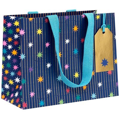 Glick Paper Salad Navy Star Garland Landscape Medium Gift Bag Glick Paper Salad Navy Star Garland Landscape Medium Gift Bag