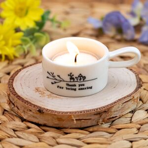 East of India ‘Thank You’ Handled Tea Light Holder East of India ‘Thank You’ Handled Tea Light Holder