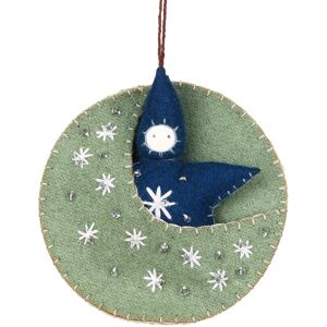 East of India Felt Moon Baby Green Hanging Decoration East of India Felt Moon Baby Green Hanging Decoration