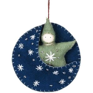 East of India Felt Moon Baby Blue Hanging Decoration East of India Felt Moon Baby Blue Hanging Decoration