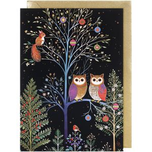 Bug Art Night Owls In Tree Christmas Card Bug Art Night Owls In Tree Christmas Card