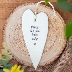 East of India Happy Ever After Begins Today Porcelain Heart East of India Happy Ever After Begins Today Porcelain Heart