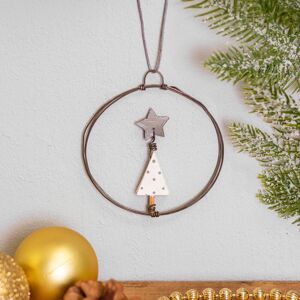East of India Christmas Tree Small Hanging Metal Wreath East of India Christmas Tree Small Hanging Metal Wreath