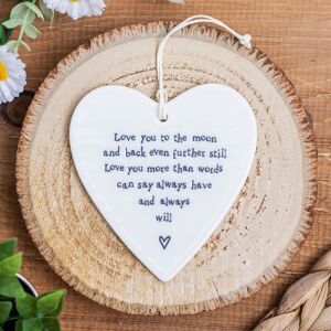 East of India 'Love You To The Moon' Porcelain Round Heart East of India 'Love You To The Moon' Porcelain Round Heart