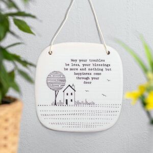 East of India May Your Troubles Hanging Porcelain Sign East of India May Your Troubles Hanging Porcelain Sign