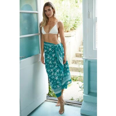 Pachamama Starfish Green Hand Printed Cotton Sarong Pachamama Starfish Green Hand Printed Cotton Sarong