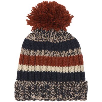 Temptation Navy & Burnt Orange Children’s Bobble Hat Temptation Navy & Burnt Orange Children’s Bobble Hat