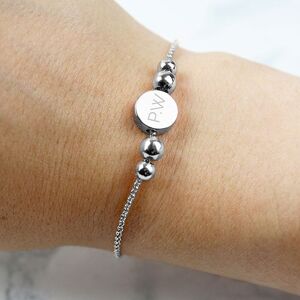 Personalised Memento Company Personalised Silver Plated Initials Disc Bracelet Personalised Memento Company Personalised Silver Plated Initials Disc Bracelet