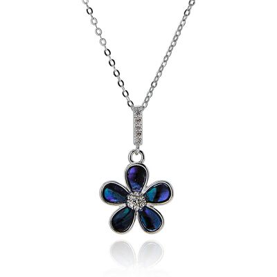 Equilibrium Paua Shell Pretty Flower Silver Plated Necklace Equilibrium Paua Shell Pretty Flower Silver Plated Necklace