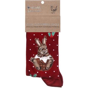Wrendale Designs ‘Little Pudding’ Red Rabbit Women's Bamboo Christmas Socks Wrendale Designs ‘Little Pudding’ Red Rabbit Women's Bamboo Christmas Socks