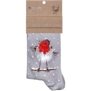 Wrendale Designs ‘Jolly Robin’ Grey Robin Women's Bamboo Christmas Socks Wrendale Designs ‘Jolly Robin’ Grey Robin Women's Bamboo Christmas Socks