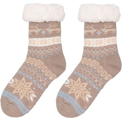 Temptation Latte Snowflake Fair Isle Women’s Slipper Socks Temptation Latte Snowflake Fair Isle Women’s Slipper Socks