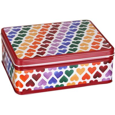 Emma Bridgewater Rainbow Hearts Deep Rectangular Tin Emma Bridgewater Rainbow Hearts Deep Rectangular Tin
