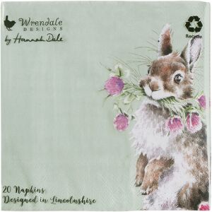 Wrendale Designs 'Head Clover Heels' Rabbit Set of 20 Cocktail Napkins Wrendale Designs 'Head Clover Heels' Rabbit Set of 20 Cocktail Napkins