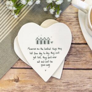 East of India ‘Memories Are the Loveliest Things’ Heart Shaped Coaster East of India ‘Memories Are the Loveliest Things’ Heart Shaped Coaster