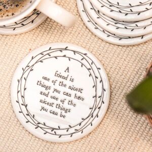 East of India A Friend Is One Of The Nicest Things Porcelain Leaf Coaster East of India A Friend Is One Of The Nicest Things Porcelain Leaf Coaster