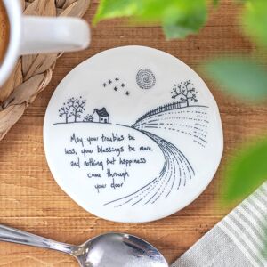 East of India - Porcelain Coaster - May Your Troubles Be Less - Countryside - Coaster East of India - Porcelain Coaster - May Your Troubles Be Less - Countryside - Coaster