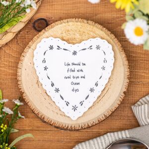 East of India ‘Road Trips & Ocean Dips’ Heart Scalloped Coaster East of India ‘Road Trips & Ocean Dips’ Heart Scalloped Coaster