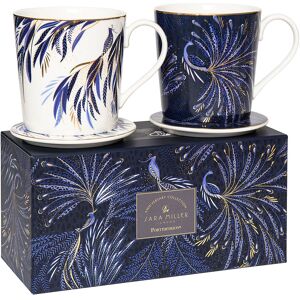 Sara Miller Anniversary Set of 2 Mugs & Coasters Boxed Gift Set Sara Miller Anniversary Set of 2 Mugs & Coasters Boxed Gift Set
