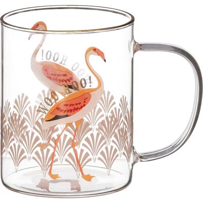 Yvonne Ellen ‘Woo Hoo’ Flamingo Glass Mug Yvonne Ellen ‘Woo Hoo’ Flamingo Glass Mug
