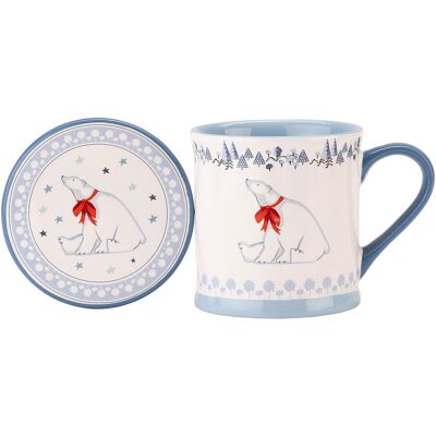 Cath Kidston Christmas Polar Bear Mug & Coaster Set Cath Kidston Christmas Polar Bear Mug & Coaster Set