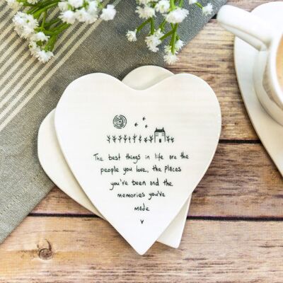 East of India ‘The Best Things in Life’ Heart Shaped Coaster East of India ‘The Best Things in Life’ Heart Shaped Coaster