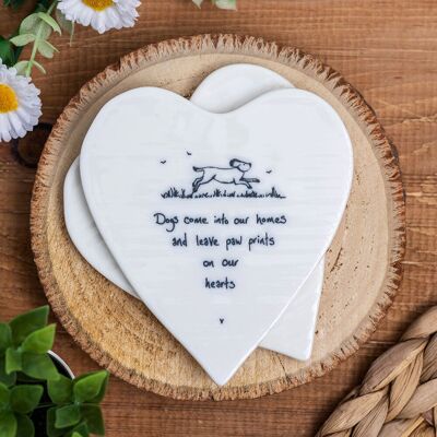 East of India 'Dogs Come Into your Home' Heart Coaster East of India 'Dogs Come Into your Home' Heart Coaster