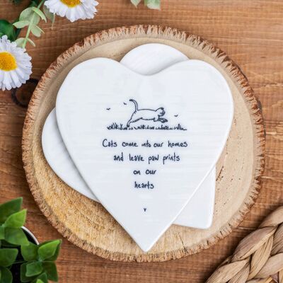 East of India 'Cats Come Into Your Home' Heart Coaster East of India 'Cats Come Into Your Home' Heart Coaster