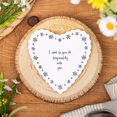 East of India ‘Grow Old Disgracefully’ Heart Scallop Coaster East of India ‘Grow Old Disgracefully’ Heart Scallop Coaster