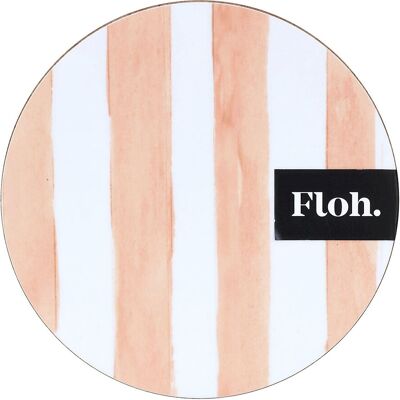 Floh. Peach Stripes Round Wooden Coaster Floh. Peach Stripes Round Wooden Coaster
