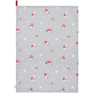 Wrendale Designs 'Season's Tweetings' Robin Light Grey Tea Towel Wrendale Designs 'Season's Tweetings' Robin Light Grey Tea Towel