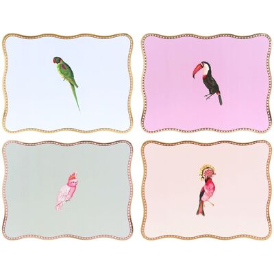 Yvonne Ellen Exotic Birds Set Of Four Wavy Rectangular Placemats Yvonne Ellen Exotic Birds Set Of Four Wavy Rectangular Placemats