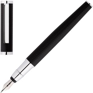Hugo Boss Black & Chrome Formation Herringbone Fountain Pen Hugo Boss Black & Chrome Formation Herringbone Fountain Pen
