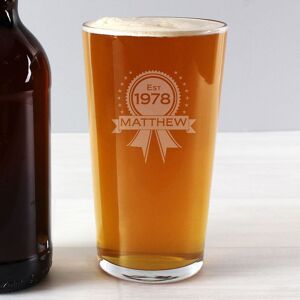 Personalised Memento Company Personalised Established Rosette Pint Glass Personalised Memento Company Personalised Established Rosette Pint Glass