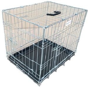 HugglePets Dog Cage with Plastic Tray - Silver - Small HugglePets Dog Cage with Plastic Tray - Silver - Small