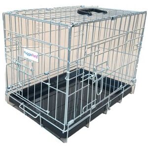 HugglePets Dog Cage with Plastic Tray - Silver - X-Small HugglePets Dog Cage with Plastic Tray - Silver - X-Small