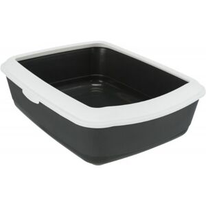 Trixie Cat Litter Box Classic with Rim - White/Dark Grey - Cat Toilet Trixie Cat Litter Box Classic with Rim - White/Dark Grey - Cat Toilet