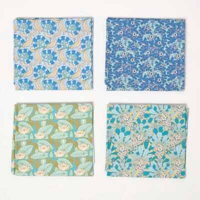 Homescapes Set of 4 Art Deco Fat Quarters Fabric Bundles - Blue Palette Homescapes Set of 4 Art Deco Fat Quarters Fabric Bundles - Blue Palette