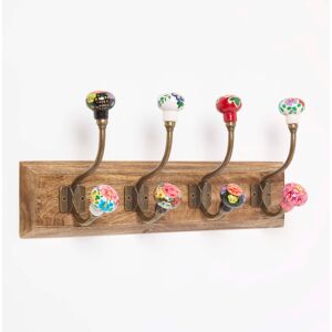 Homescapes Floral Decorative Wall Coat Rack, Wooden wall hook with Flowers Homescapes Floral Decorative Wall Coat Rack, Wooden wall hook with Flowers
