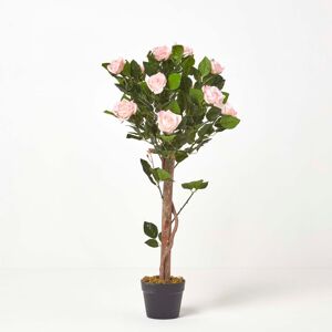 Homescapes Pink Potted Rose Tree Artificial Plant with lifelike green leaves and single trunk, 90 cm Homescapes Pink Potted Rose Tree Artificial Plant with lifelike green leaves and single trunk, 90 cm
