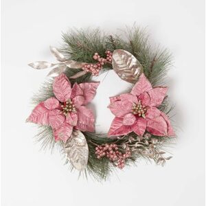 Homescapes Pink Poinsettia Christmas Wreath, 45 cm Homescapes Pink Poinsettia Christmas Wreath, 45 cm