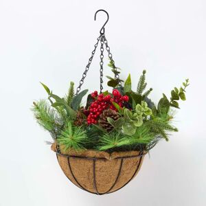 Homescapes Artificial Winter Woodland and Eucalyptus Hanging Basket Homescapes Artificial Winter Woodland and Eucalyptus Hanging Basket
