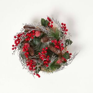 Homescapes Artificial Christmas Wreath with Berries, Apples and Silver Decoration Homescapes Artificial Christmas Wreath with Berries, Apples and Silver Decoration