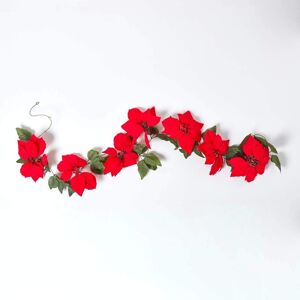 Homescapes Red Velvet Poinsettia Garland - Christmas Decoration Homescapes Red Velvet Poinsettia Garland - Christmas Decoration