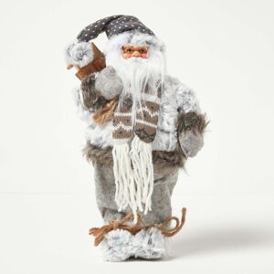 Homescapes 43 cm Tall Father Christmas Grey Santa Decoration Homescapes 43 cm Tall Father Christmas Grey Santa Decoration