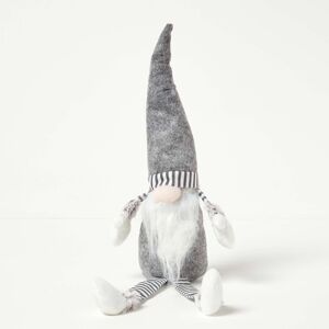 Homescapes Grey Sitting Santa Gonk Christmas Decoration with Long Legs Homescapes Grey Sitting Santa Gonk Christmas Decoration with Long Legs