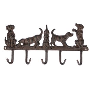 Homescapes Brown Cast Iron Wall Mounted Hooks with Decorative Dogs Homescapes Brown Cast Iron Wall Mounted Hooks with Decorative Dogs