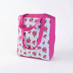 Homescapes Cotton Pink Roses and Dots Design Shopping Bag, 27 x 32 x 11 cm Homescapes Cotton Pink Roses and Dots Design Shopping Bag, 27 x 32 x 11 cm