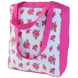 Homescapes Cotton Pink Roses and Dots Design Shopping Bag, 27 x 32 x 11 cm Homescapes Cotton Pink Roses and Dots Design Shopping Bag, 27 x 32 x 11 cm